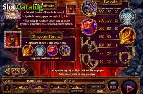 Скрин2. Dragon's Throne слот