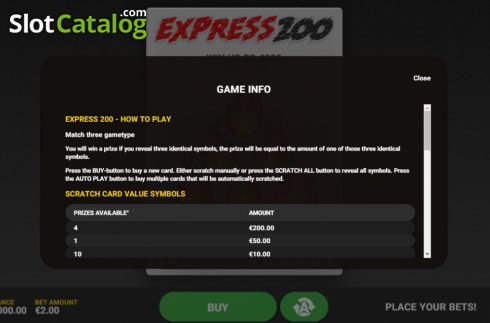 Скрин5. Express 200 слот
