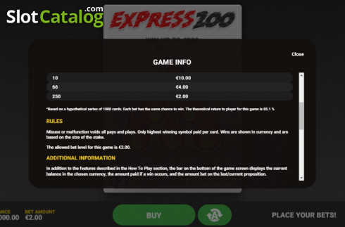 Скрин6. Express 200 слот