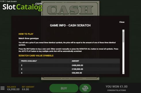 Скрин6. Cash Scratch слот