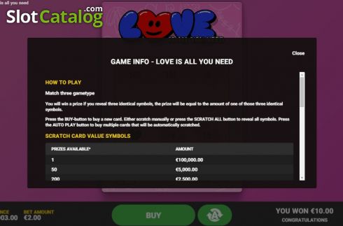 Скрин5. Love Is All You Need слот