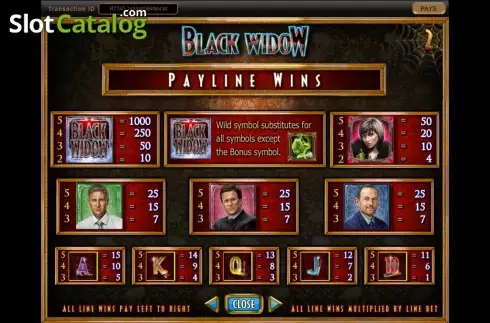 Скрин3. Black Widow (IGT) слот