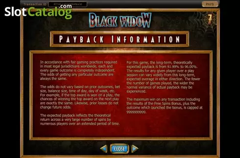 Скрин7. Black Widow (IGT) слот