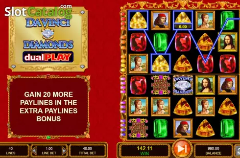 Скрин5. Da Vinci Diamonds Dual Play слот