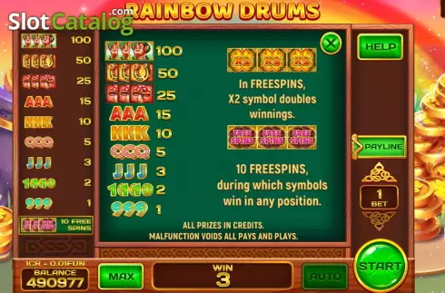 Скрин6. Rainbow Drums Respin слот