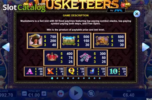 Скрин5. Musketeers (JVL) слот