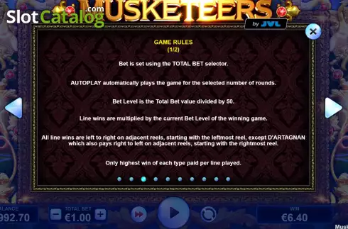 Скрин7. Musketeers (JVL) слот
