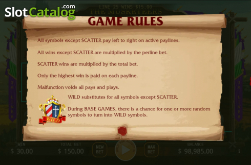 Скрин7. The Musketeers (KA Gaming) слот