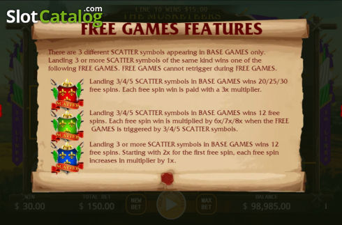 Скрин8. The Musketeers (KA Gaming) слот