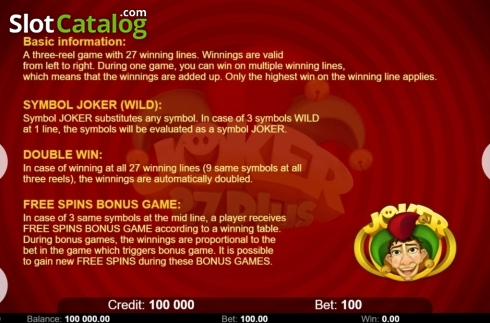 Скрин8. Joker 27 Plus (Kajot Games) слот