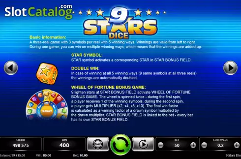 Скрин6. 9 Star Dice слот