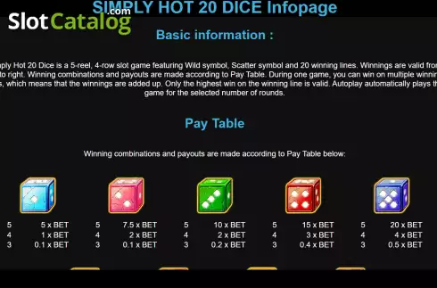 Скрин4. Simply Hot 20 Dice слот