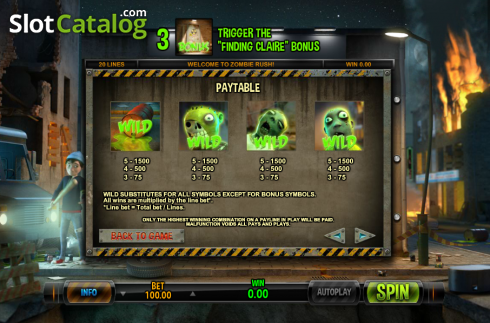 Скрин6. Zombie Rush (Leander Games) слот