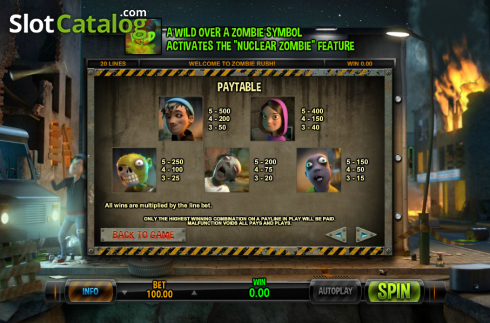 Скрин7. Zombie Rush (Leander Games) слот