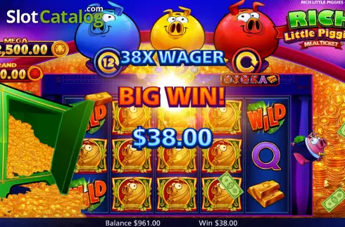 Скрин9. Rich Little Piggies Meal Ticket слот