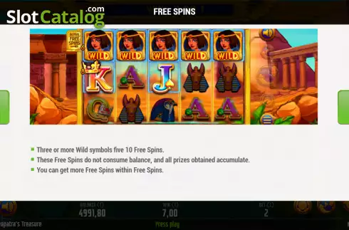 Скрин7. Cleopatras Treasure (MGA Games) слот