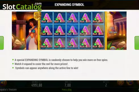 Скрин8. Cleopatras Treasure (MGA Games) слот