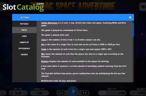 Скрин8. Zodiac Space Adventure слот