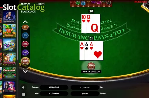 Скрин4. Blackjack (Matrix Studios) слот