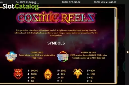 Скрин7. Cosmic Reels слот