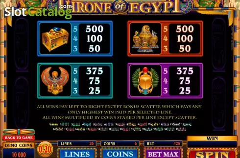 Скрин6. Throne of Egypt слот