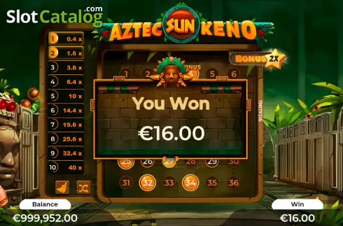 Скрин3. Aztec Sun Keno слот