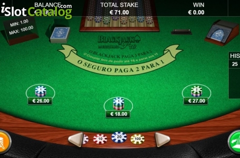 Скрин2. Blackjack Pro MH Portuguese слот
