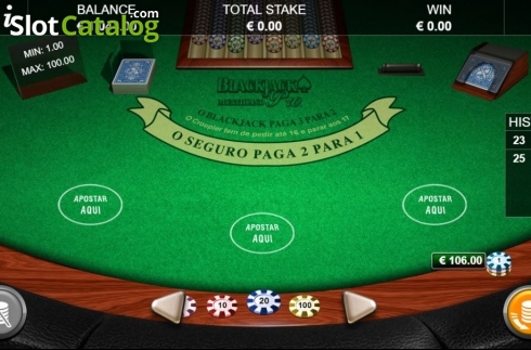 Скрин6. Blackjack Pro MH Portuguese слот