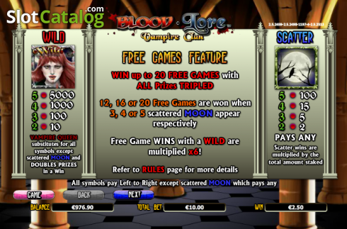 Скрин8. Bloodlore Vampire clan слот