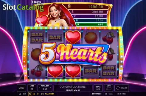 Скрин3. 9 Hearts слот