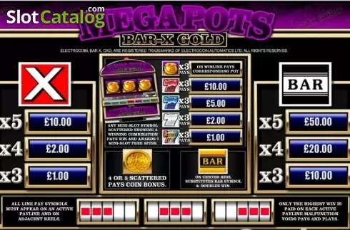 Скрин4. Mega Pots Bar-X Gold (OpenBet) слот