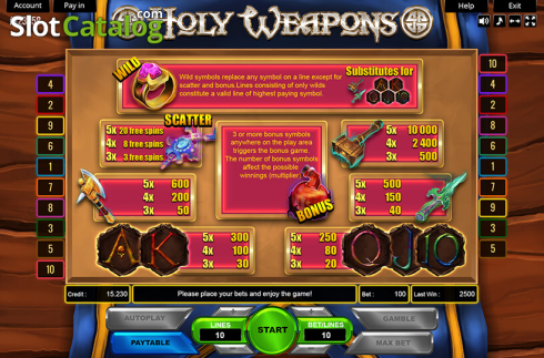 Скрин5. Holy Weapons слот