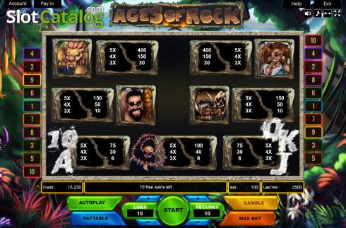 Скрин3. Ages of Rock (Platin Gaming) слот