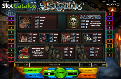 Скрин3. Sinbad (Platin Gaming) слот