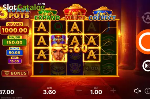 Скрин3. 3 Luxor Pots Hold and Win слот