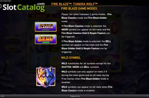 Скрин9. Fire Blaze Golden: Tundra Wolf слот