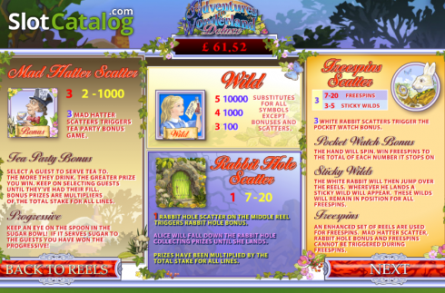 Скрин3. Adventures In Wonderland (Playtech) слот