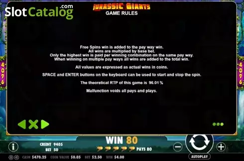 Скрин9. Jurassic Giants слот