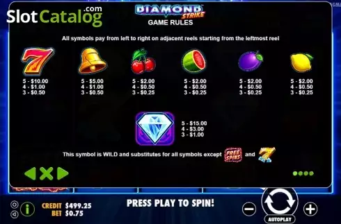 Скрин7. Diamond Strike (Pragmatic Play) слот