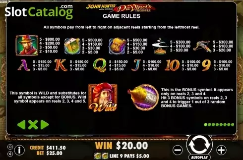 Скрин7. Da Vinci's Treasure слот