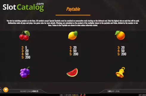 Скрин5. Hot Joker Fruits 20 слот