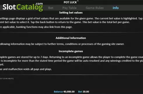 Скрин8. Pot Luck Pull Tab слот