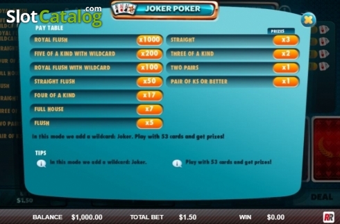 Скрин2. Joker Poker (Red Rake) слот