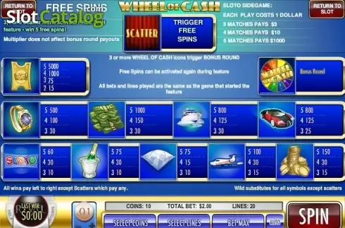 Скрин2. Wheel of Cash слот