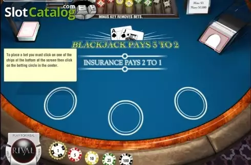 Скрин2. Multi-hand Blackjack (Rival Gaming) слот