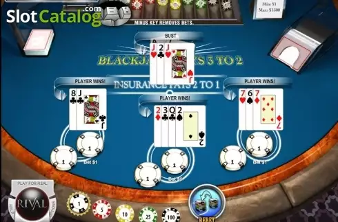 Скрин4. Multi-hand Blackjack (Rival Gaming) слот
