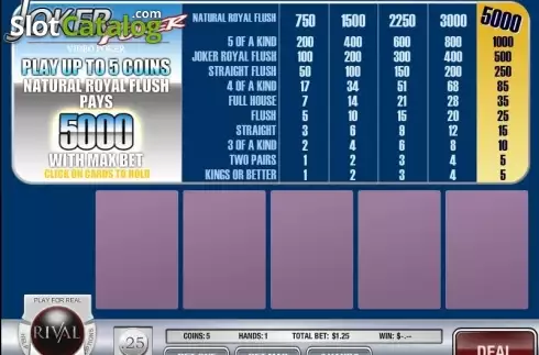 Скрин2. Joker Poker (Rival) слот