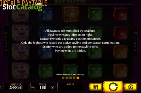 Скрин9. Hot Dice XL слот