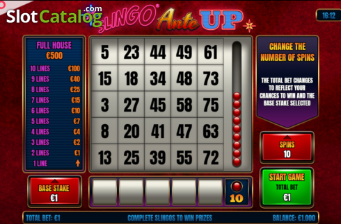 Скрин2. Slingo Ante Up слот