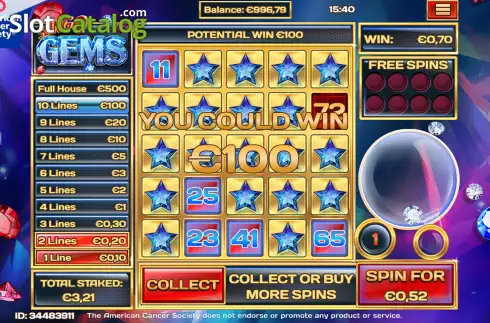 Скрин9. Slingo Gems слот